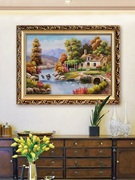 欧式有框画挂画喷绘油画，风景天鹅湖客厅卧室，壁炉装饰画走廊墙壁画
