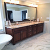 美式橡木浴室柜组合大理石，双盆洗手台卫浴柜台盆，柜落地式洗手盆柜