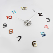 2023跨境3D创意数字钟表时钟挂表彩色DIY客厅装饰挂钟大挂表