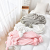 沙发休闲毯纯棉搭毯酒店样板间床上粉红色针织纯色搭巾网红球球毯