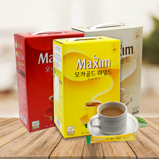 麦馨咖啡粉maxim三合一韩国进口摩卡速溶100条礼盒装，黄盒麦馨咖啡