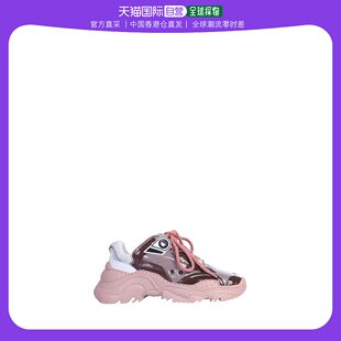 香港直邮N21女士粉红色运动鞋厚底低跟系带舒适透气纱网休闲