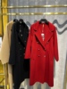 高端双面羊绒大衣女2023秋冬红色中长款修身显瘦气质毛呢外套