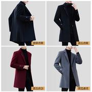 日本fg毛呢大衣冬季加厚中长款羊绒呢子，男士外套披风英伦风帅气风