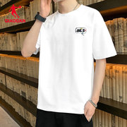 中国乔丹男士短袖t恤夏季休闲运动上衣，圆领宽松透气吸汗体恤