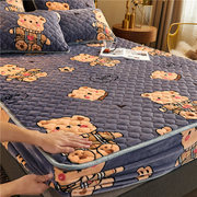 儿童珊瑚绒床笠床罩卡通全包床单防尘罩席梦思保护套固定防滑小熊