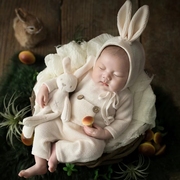 兔年新生儿百天摄影服装道具宝宝小兔子拍照衣服影楼婴儿满月照