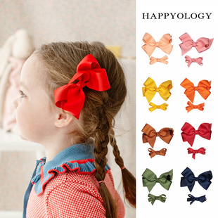 happyology英国儿童发夹，两支装可爱发饰，小女孩头饰丝带蝴蝶结套装