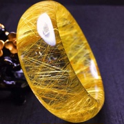魅晶天然巴西原矿水晶晶体通透黄钛晶顺发晶小宽版水晶手镯
