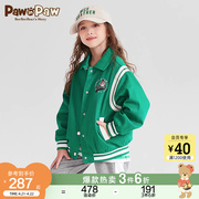 pawinpaw卡通小熊童装春季女童，外套经典儿童，潮酷棒球服