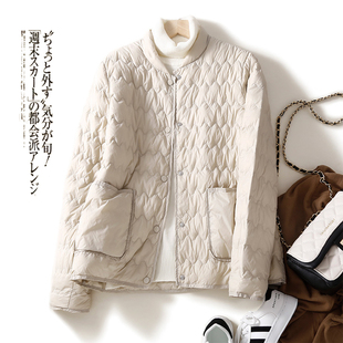 轻薄羽绒棉服女冬季宽松小个子，短款棉衣立领棒球，服外套保暖上衣潮