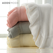 春秋全棉美式针织毯子纯色空调毯办公室沙发午睡床品盖毯披肩