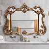 欧式奢华浴室镜复古轻奢异形美式卫浴室镜挂墙镜子智能雕花化妆镜