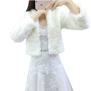 冬季婚纱新娘披肩长袖韩版伴娘，礼服白色披肩大小码加厚保暖外套秋