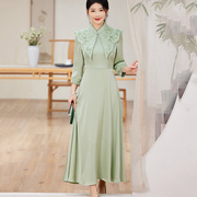 旗袍年轻款高端气质刺绣唐装女中国风显瘦长款古风新中式连衣裙