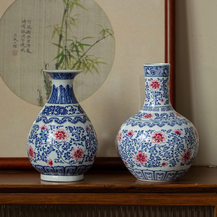 景德镇陶瓷花瓶仿古青花瓷古典瓷器客厅博古架摆件居家中式装饰品