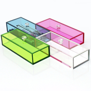 透明彩色亚克力收纳透明小盒子长方形下沉带盖大小号办公整理桌面