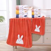 珊瑚绒兔子造型，毛巾浴巾日用吸水柔软洗澡裹身巾二件套