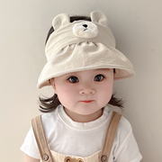 婴儿帽子夏季薄款遮阳小熊，防晒宝宝防紫外线男女童，空顶帽小月龄潮