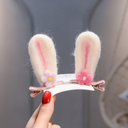 儿童发夹2022立体小白兔耳朵对夹俏皮可爱发卡造型女童头饰