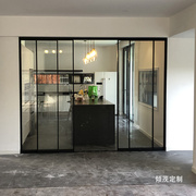 上海窄框厨房间钢化玻璃移门阳台客厅隔断衣帽间卫生间推拉门定制