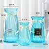 透明欧式玻璃花瓶彩色三件套条纹水培花瓶富贵竹客厅插花摆件