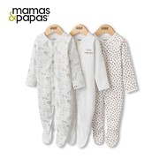 mamas包手包(包手包)脚婴儿，服全棉哈衣爬服新生儿宝宝睡衣连袜子外贸童装