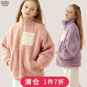 女童羊羔毛外套(毛外套，)秋装冬装2024儿童摇粒绒，保暖羊羔绒棉服女童装