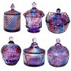 水晶玻璃罐带盖果盘琉璃，糖果糖罐彩色，罐子水果紫色收纳盒储物缸盘