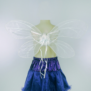 白色儿童蝴蝶翅膀，天使羽毛翅膀，奇妙仙子魔法透明翅膀道具