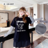 细闪烫钻长袖T恤衫胖仙女莹莹大码女装春夏宽松潮印花假两件上衣