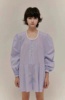 韩国overdueflair条纹泡泡袖连体，裤复古花边，圆领百褶裤裙女