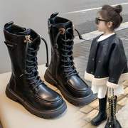 女童靴子长筒靴2023秋冬款儿童鞋公主马丁靴高筒长靴大童秋季