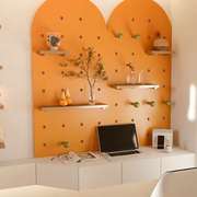 彩色扇形洞洞板背景墙实木置物板墙面拱形装饰创意造型展示架定制