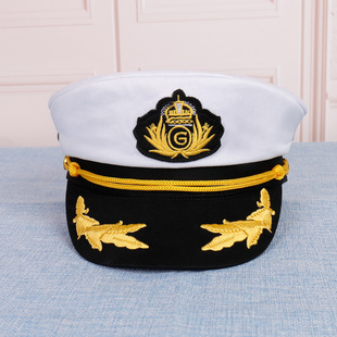 帽子大力水手刺绣帽，表演时尚麦穗船长帽