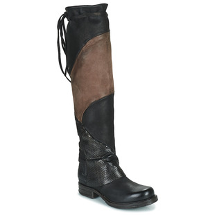 a.s.98女靴低跟绑腿欧美风显瘦真皮长筒靴，黑色2024冬季骑士靴