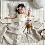 ins婴儿盖毯纯棉a类儿童午睡毯色织提花三层纱布毯宝宝空调被夏季