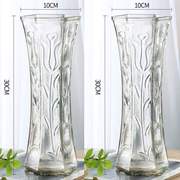 客厅大摆件花瓶水培，瓶富贵竹插花百合花透明玻璃，欧式花器加厚号