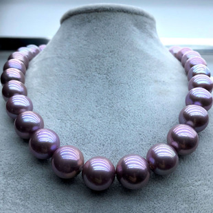 天然爱迪生珍珠项链妖紫色蓝莓，紫12-15mm正圆，高强光(高强光)送礼妈妈