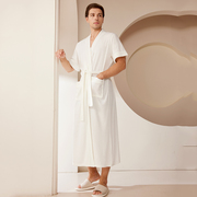 睡衣白色浴袍男款毛巾料浴衣加肥加大码长款睡袍吸水速干夏季男士