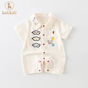 男宝宝夏装0一1岁新生婴儿，衣服夏季韩版洋气短袖连体衣夏薄款哈衣