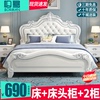 欧式实木床双人1.8米白色现代简约储物床2.2米美式婚床卧室公主床