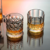 家用威士忌酒杯创意雕花水晶玻璃，洋酒杯ins风，八角果汁啤酒杯套装