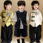 新中式童装国潮男童唐装，外套春夏季儿童汉服中国风帅气套装