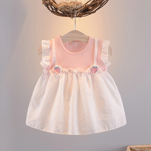 女宝宝夏季洋气女童公主裙子，2024夏0-3岁女婴，纯棉夏装连衣裙