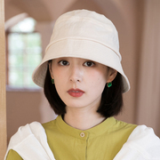 亚麻白色渔夫帽女夏季遮阳帽防晒帽子女士韩版盆帽日系薄款太阳帽