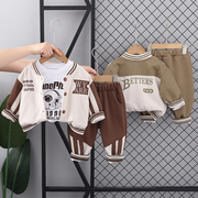 男童春秋季套装2023婴儿童装洋气宝宝秋装三件套韩版棒球服潮