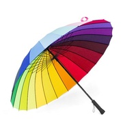 24骨个性彩虹雨伞男超大双人三人手动长柄伞户外伞加固放风大伞