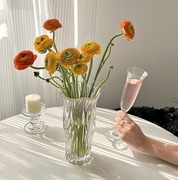 简约玻璃花瓶客厅摆件透明水养插花玫瑰高级感鲜花水培轻奢小众