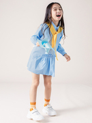 小佩猪女童衬衫纯棉长袖连衣裙2023春款韩版超洋气儿童衬衣裙